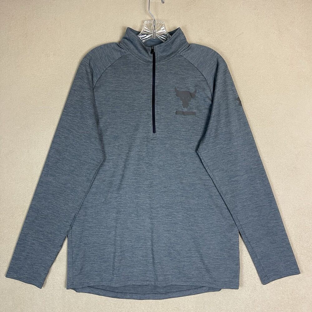 Under Armour Tech Shirt Mens M Gray Project Rock 1/2 Zip Performance Quick-Dry